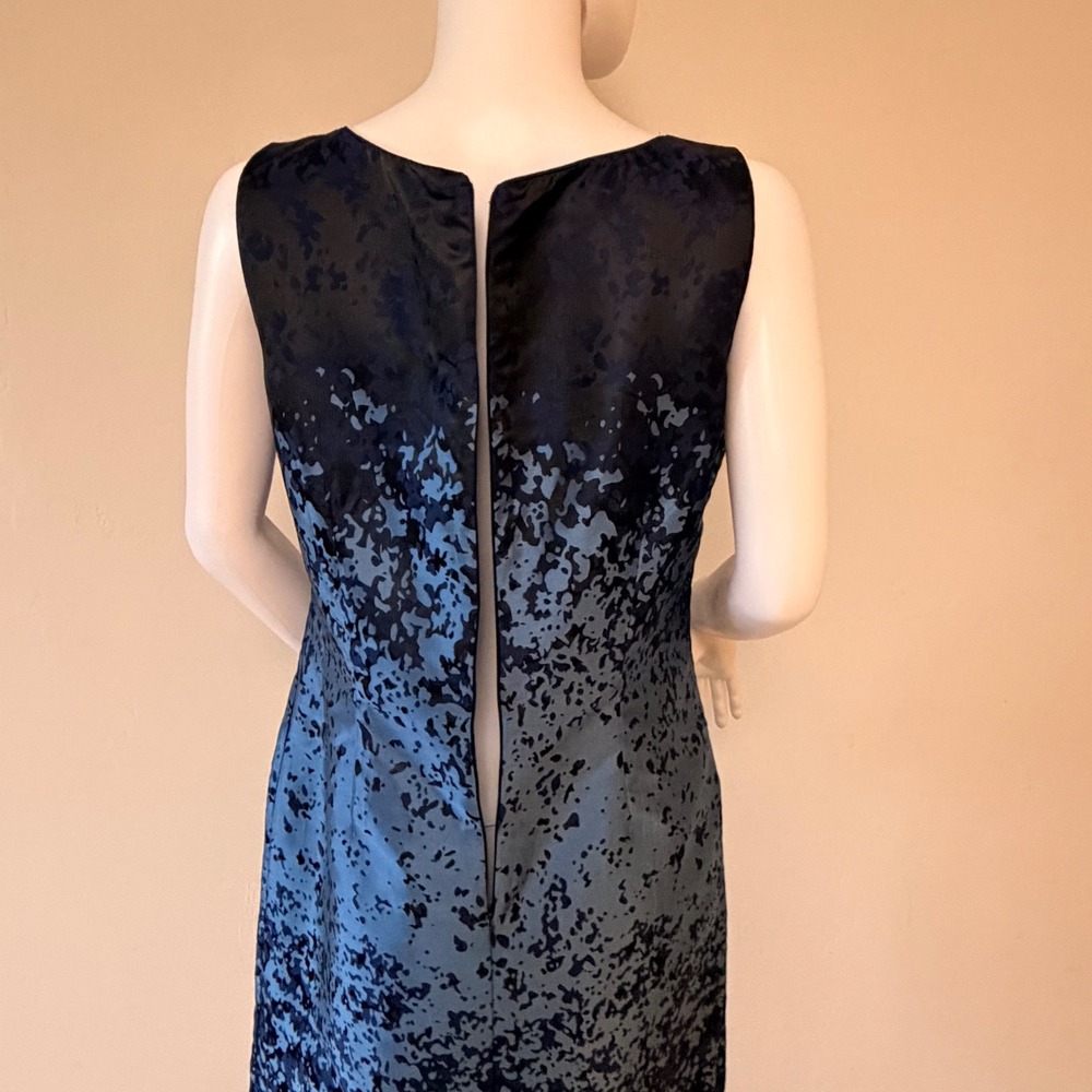 Mario Serrani Italy Navy Blue‎ Abstract Jacquard Sleeveless Sheath Dress Size 8 - Picture 6 of 11